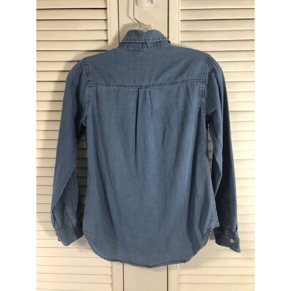 Jean Button Up  Size 10/12 Shirt Rhinestone Embellished Collar - Picture 5 of 7